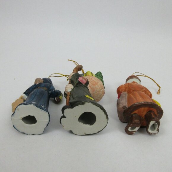 Set of 3 Vintage 4" Santa Ornaments Christmas Porcelain Hand Painted Hang/Stand - Picture 4 of 6